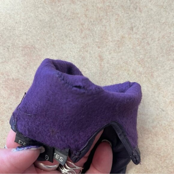 Denver Hayes Purple Leather Driving Winter Gloves - Picture 5 of 8